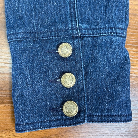 Diane Gilman DG2 Square Denim Jean Jacket M Blue Embroidered Floral Button Up - Picture 10 of 16